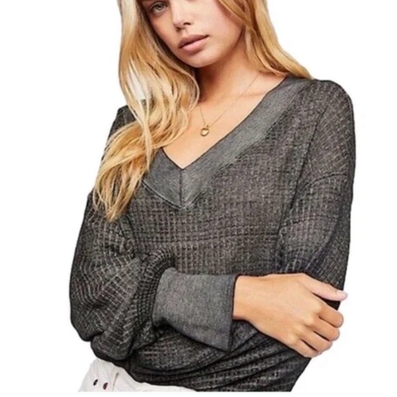 We The Free Sweaters - We The Free Women’s South Side Thermal Off-the-Shoulder Dolman Sheer Top - S